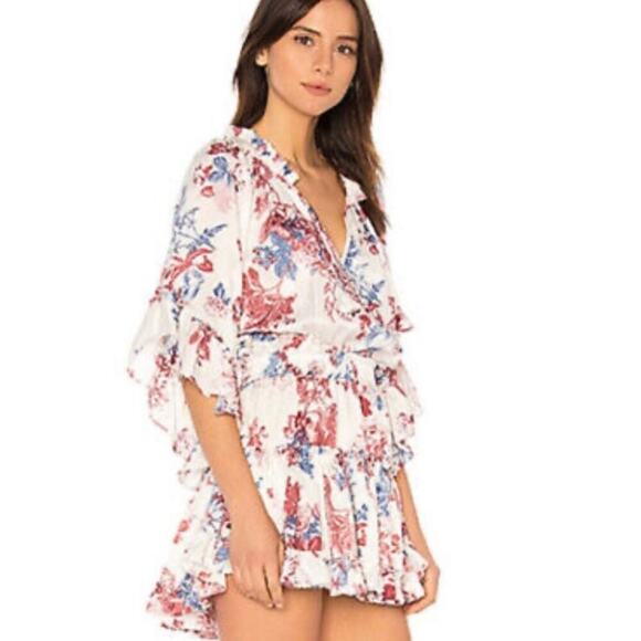 Misa Rare Cecilia Red White Blue Ruffle Mini Dress size small - Picture 1 of 10